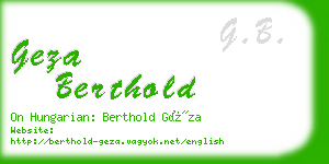 geza berthold business card